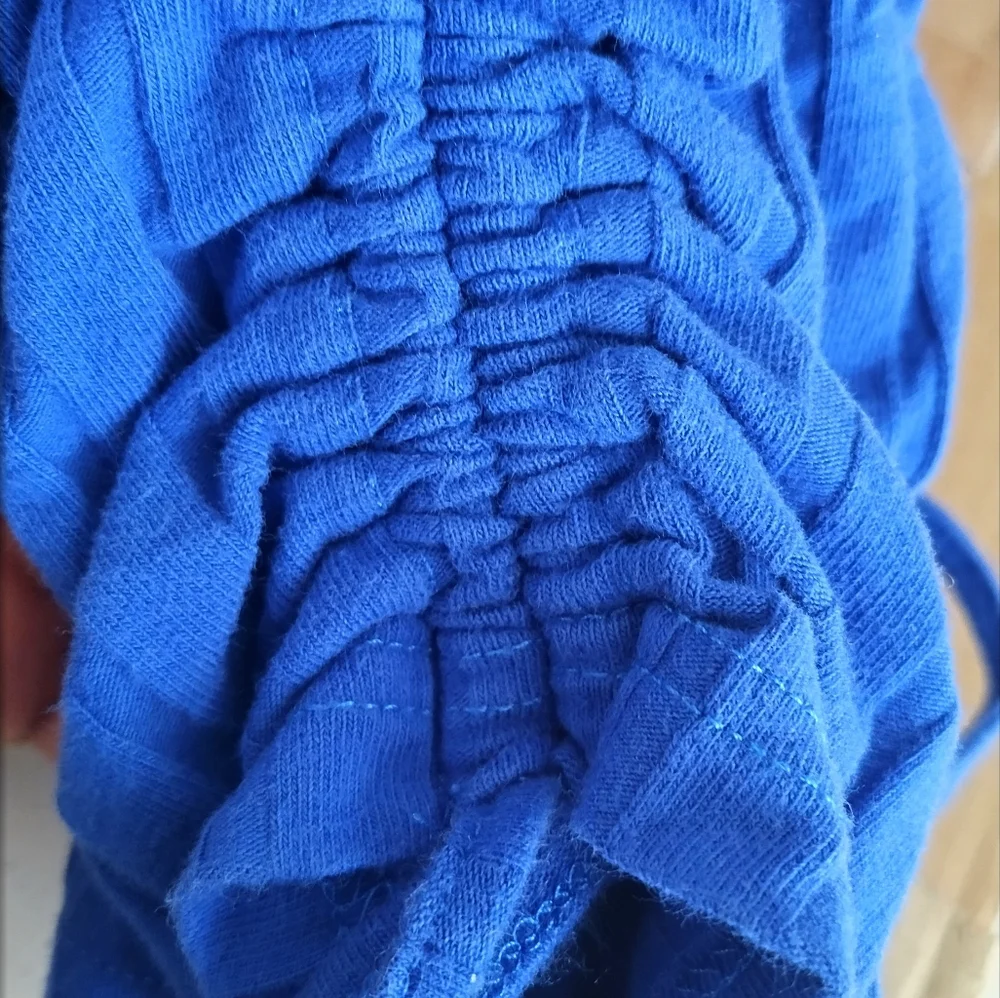 Royal Blue Rib Knit Drawstring Tee - Picture 2 of 3